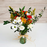 Florero Surtido Ranúnculos Naranjos – Hermoso Florero de Vidrio con Flores Frescas