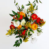Florero Surtido Ranúnculos Naranjos – Hermoso Florero de Vidrio con Flores Frescas