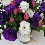 Florero de Tulipanes Rosados y Lisianthus Mix – Regalo Completo Listo para Apreciar