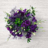 Ramo de Lisianthus Morados y Limoniums – Sofisticación y Elegancia a Domicilio