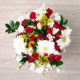 Ramo de Gerberas Blancas y Flores Surtidas– Lisianthus, Gerberas y Mini Rosas a Domicilio
