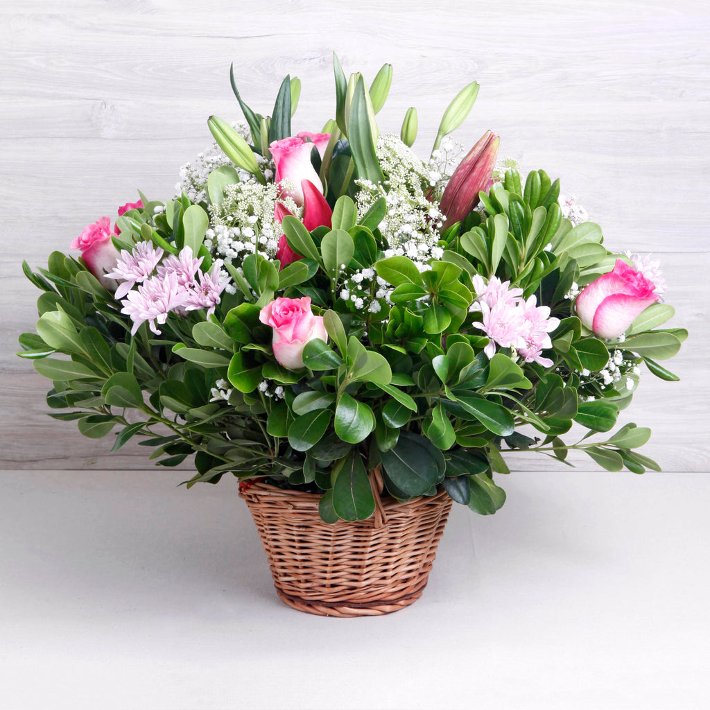 Canasto de Rosas Rosadas – Flores Frescas a Domicilio en Santiago
